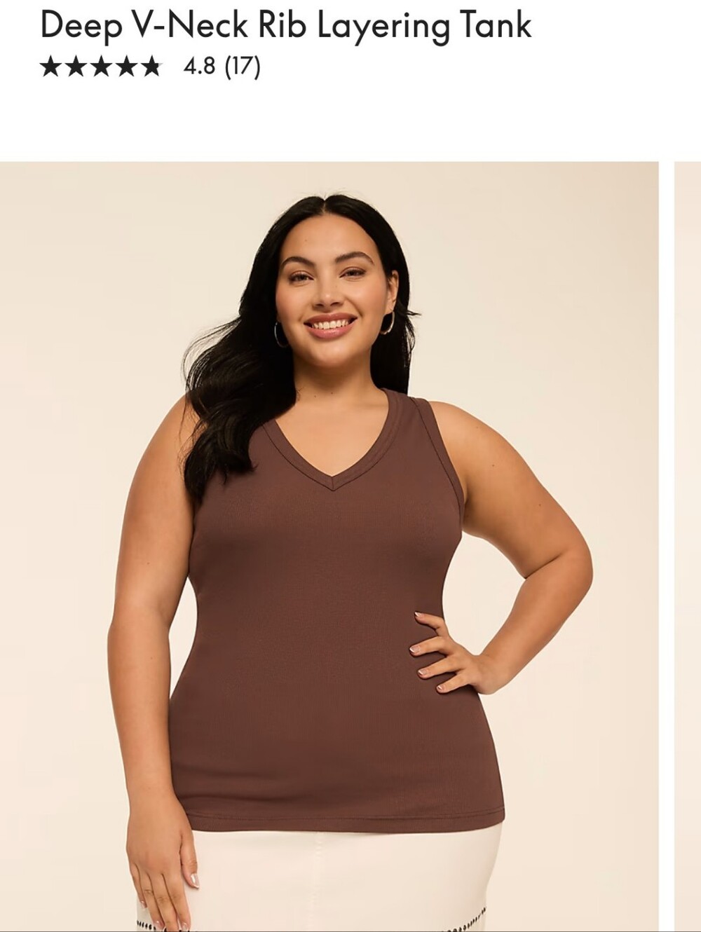 NWT Brown Lane Bryant Deep V-Neck Rib Layering Tank 26/28 4X